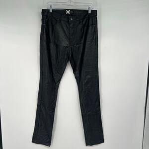 Kill City Faux Leather Indie Drop Rise Jeans Women's Size 32 Black Skinny Leg